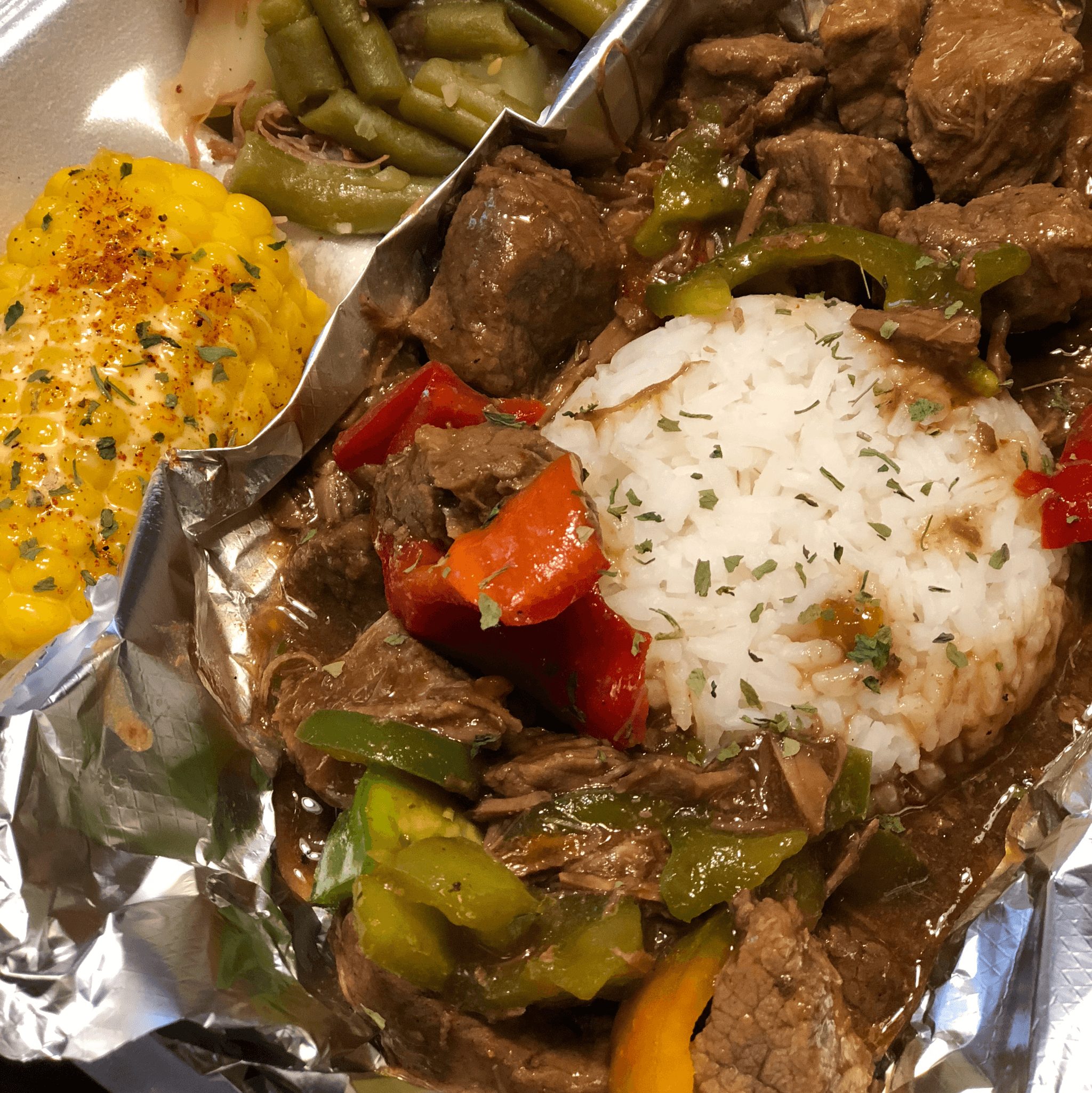 Pepper Steak and Rice.